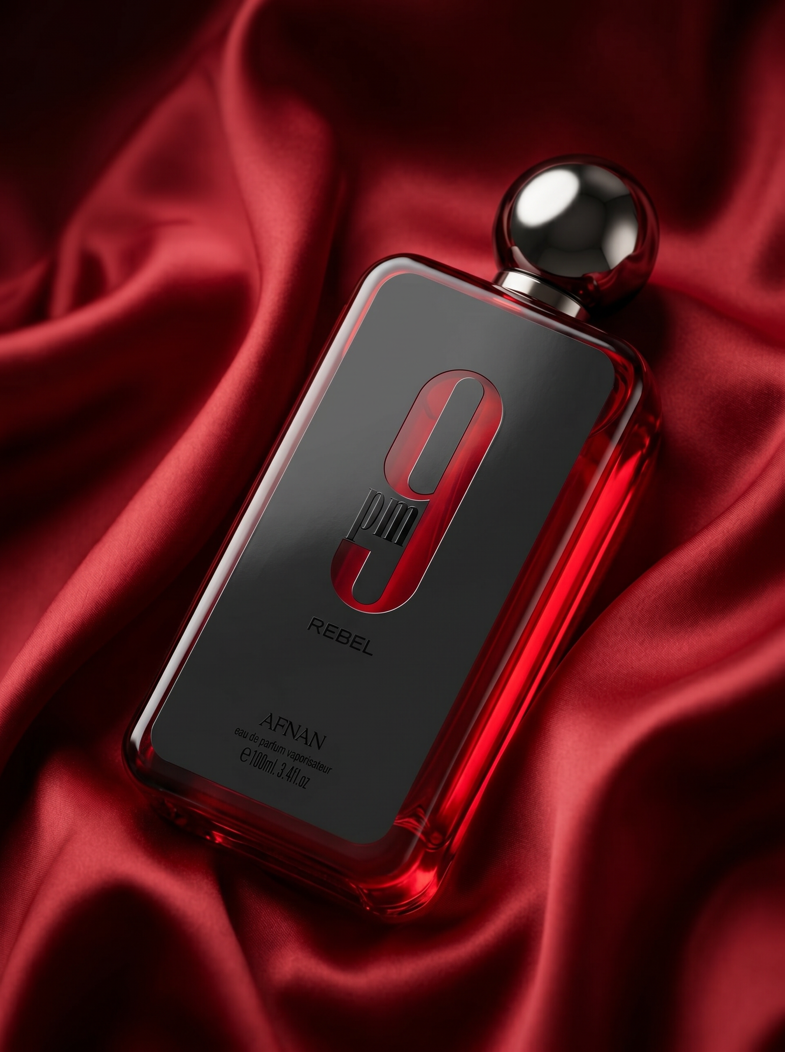 Night perfume bottle on satin